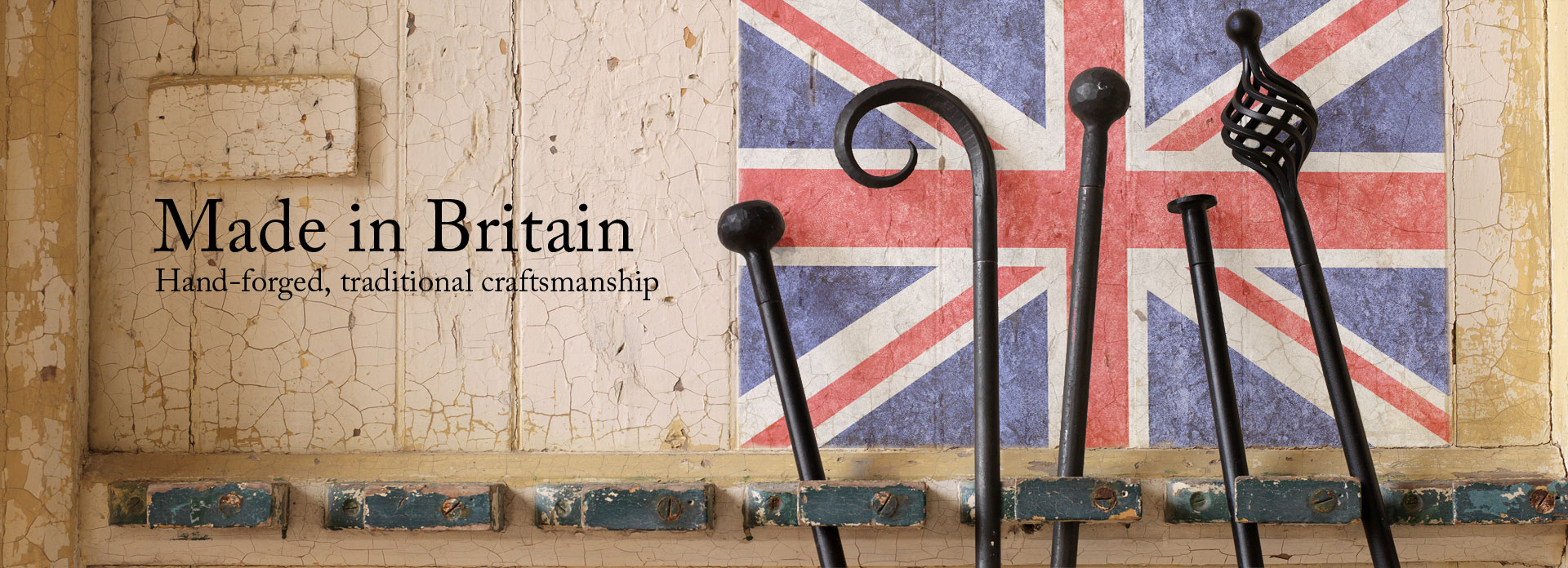 British made wrought iron curtain poles