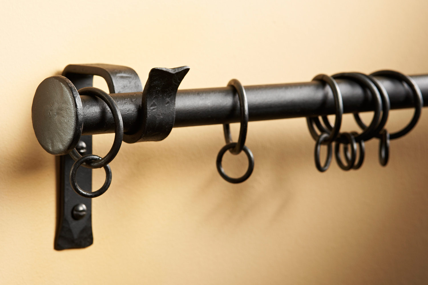 Iron Curtain poles with Button Finials Made by the